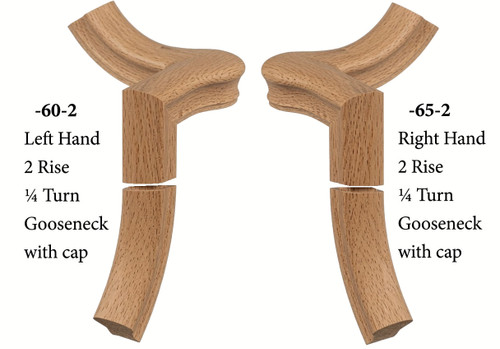7060 Left Hand or 7065 Right Hand Goosenecks with Quarter-turn Caps - Red Oak