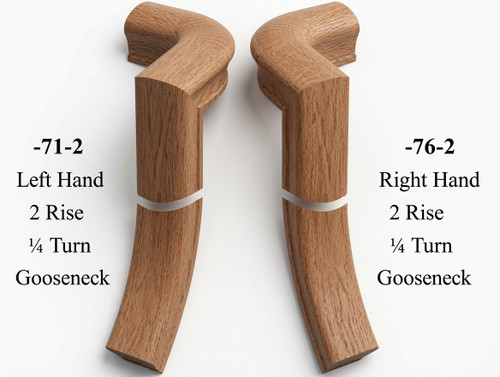 Left hand or right hand goosenecks for the 6010 handrail - Red Oak