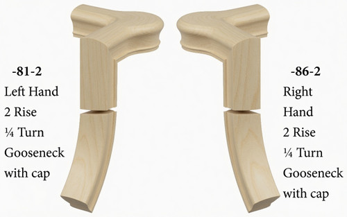 7081 Left Hand or 7086 Right Hand 2-Rise Gooseneck with Quarter-turn Cap - Poplar