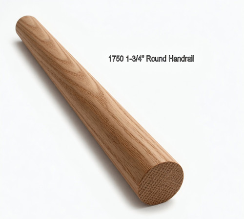 1750 1-3/4" Full Round Handrail, Hickory