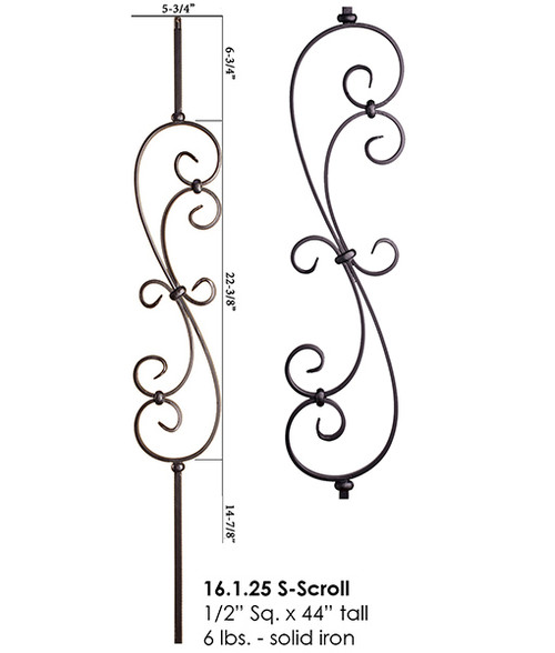 HF16.1.25 S-Scroll Iron Baluster