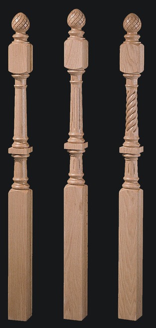 9048 72" Pineapple Top Intermediate & Second-floor Landing Newel Post