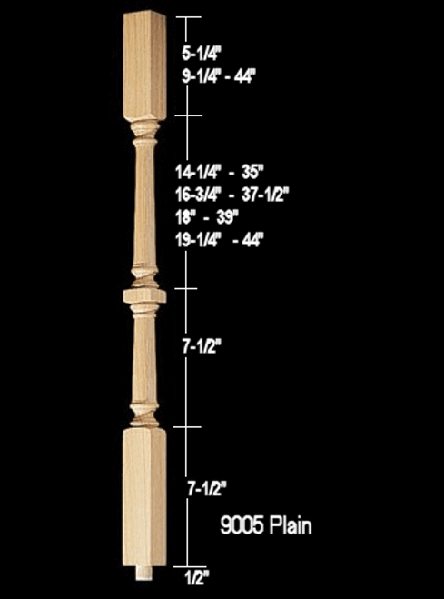  9005 35" The Williamsburg Plain Square Top Baluster 