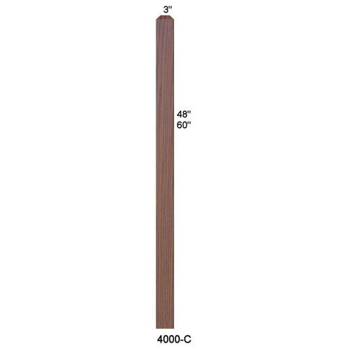 4000 60" S4S Newel with Chamfered Top Dimensional Information