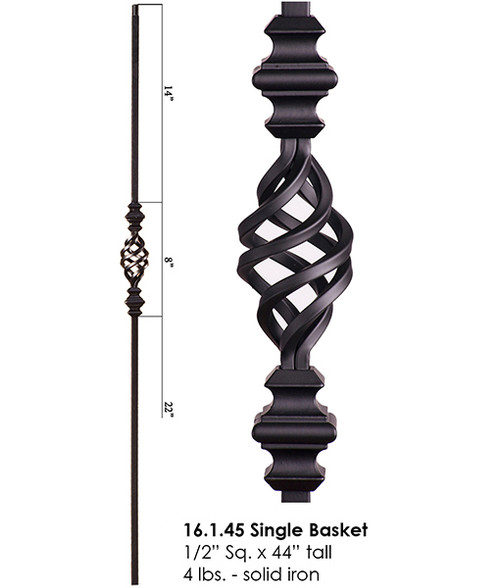 HF16.1.45-T Single Basket with Knuckles Tubular Steel