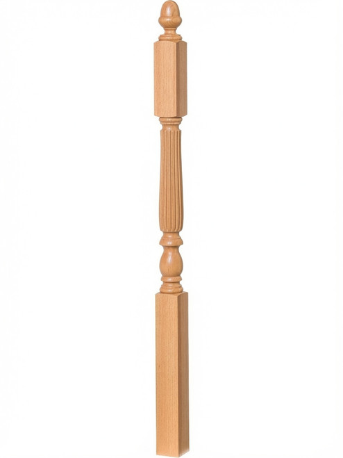 R-4606 Reeded Country Landing Newel Post - Red Oak