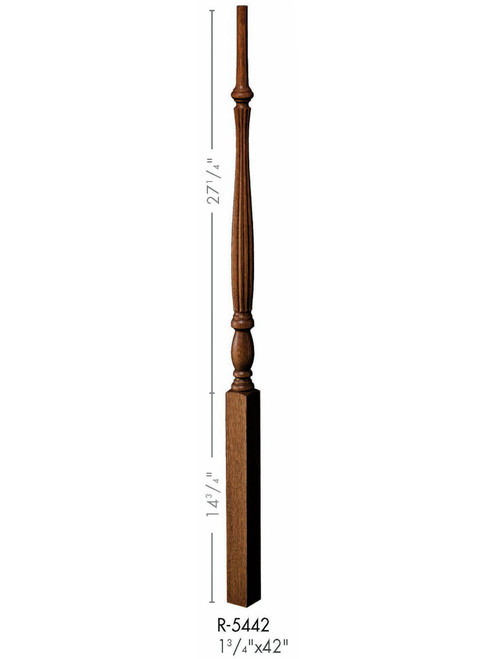 R-5442 42-inch Reeded Country Classic Baluster - Dimensional Information