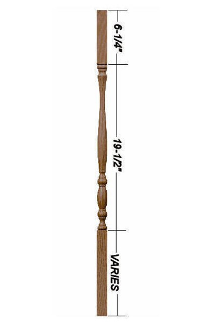 F-2200 42" Fluted Utah Classic Baluster  (Plain Version Illustrated) Dimensional Information