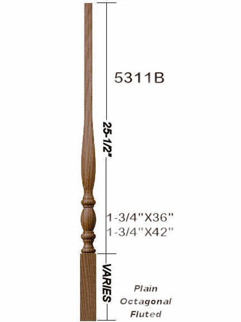 5311 42" Utah Classic Square Top Baluster Dimensional Information