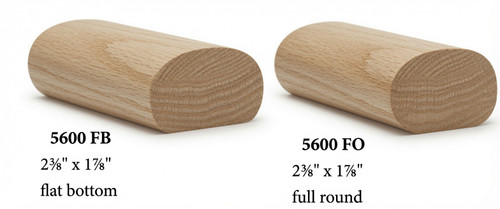 5600 Full Oval Handrai, or Oval with Flat Bottom - Ash