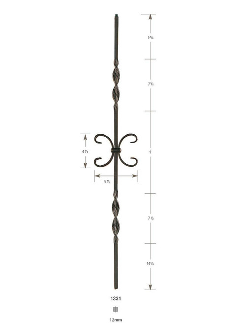 3331 Ribbon with One Scroll Iron Baluster