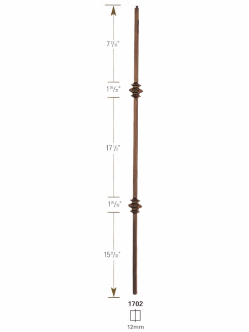 1702 Double Knuckle 12mm Iron Baluster