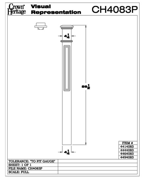 4083 Paneled Box Newel Post, Primed