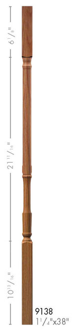 9138 38" Square Top Traditional Elegant Rise Baluster