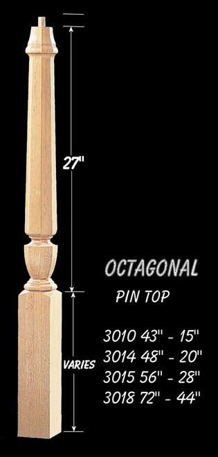 C-3010O Octagon 43" Universal Pin Top Newel Post