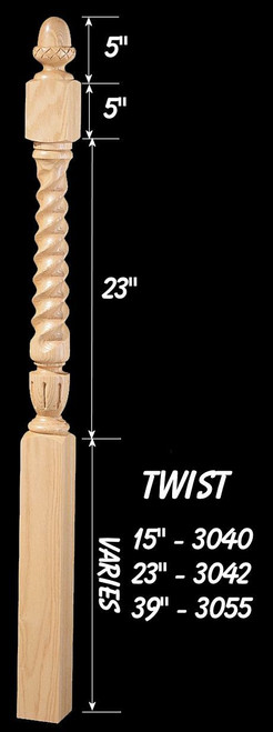 CH-3055T Twist 72" Winder Acorn Top Newel Post