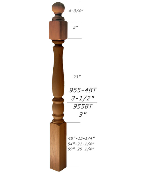 955BT-59 Ball Top Starting Bordeaux Newel Post