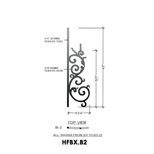 HFBX.A2 Bordeaux Radius Iron Panel | Westfire Stair Parts