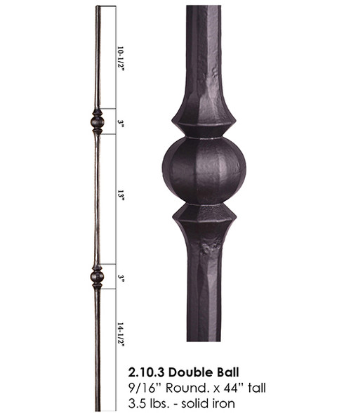 HF2.10.3 Tuscan Double Knuckle Round Iron Baluster