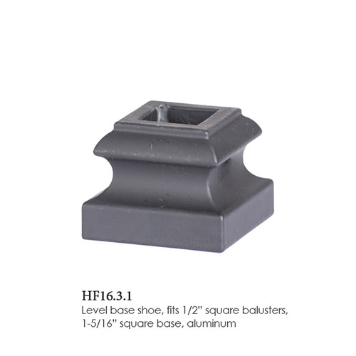 HF16.3.1 Flat Shoe for 12mm (1/2") Balusters, Aluminum