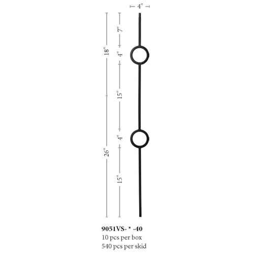 9051VS Double Ring Contemporary Baluster Satin Black