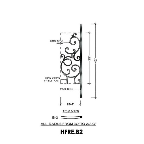 HFRE.B2 Regency Rake Iron Curved Panel