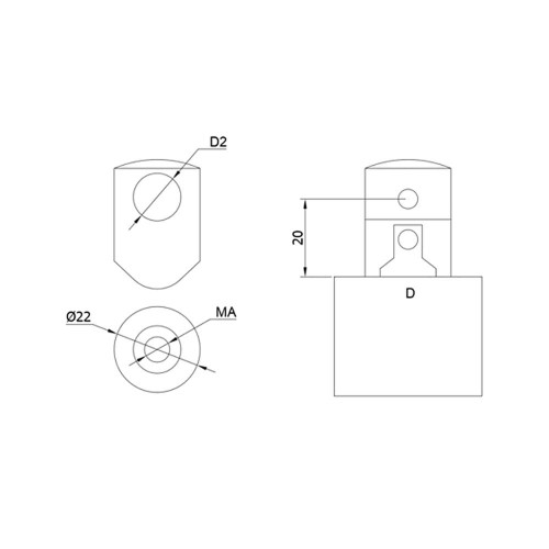 12 mm Round Bar Infill Holder – Fits Flat Newel (AX10.010.205.A.SP) CADD