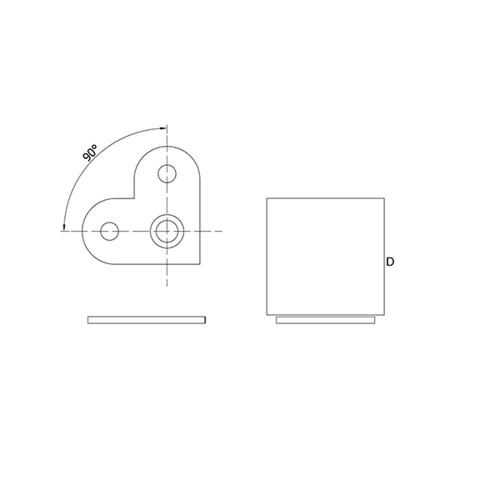 90 Degree Flat Rail Saddle for Handrail Bracket CADD