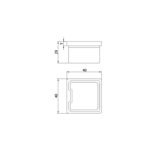 Flat End Cap for Square Rail – 40 x 40 x 2 mm (AX20.007.130.A.SP) CADD