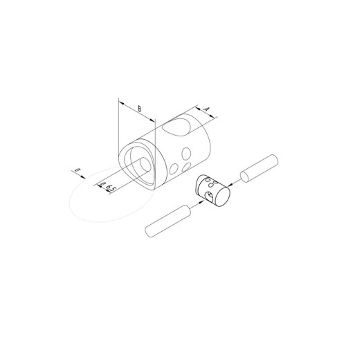 12 mm Round Bar Infill Holder – Connector – Fits 42.4 mm newel (AX10.010.206.A.SP) CADD