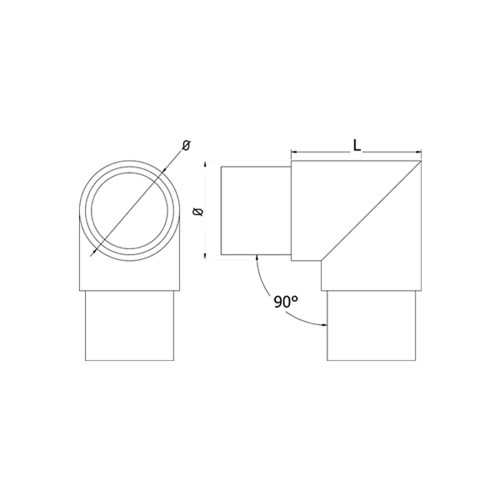 90 Degree Elbow for 42.4 mm Round Handrail, CADD