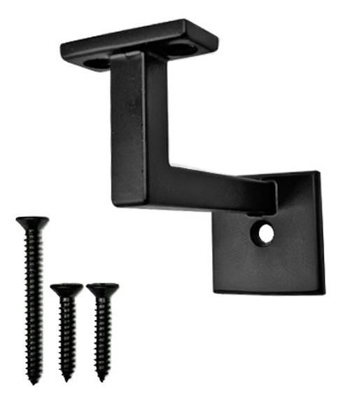 SQ312 Square Modern Handrail Bracket 3-1/2" Reach, Satin Black