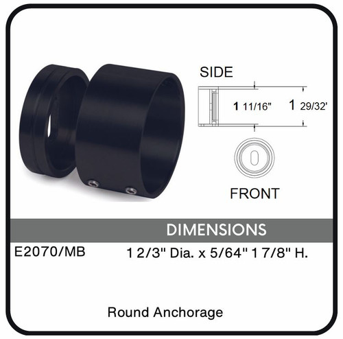 E2070/MB Nero Black Round Anchorage for 1 2/3" Dia. x 5/64" Tube, Data Sheet