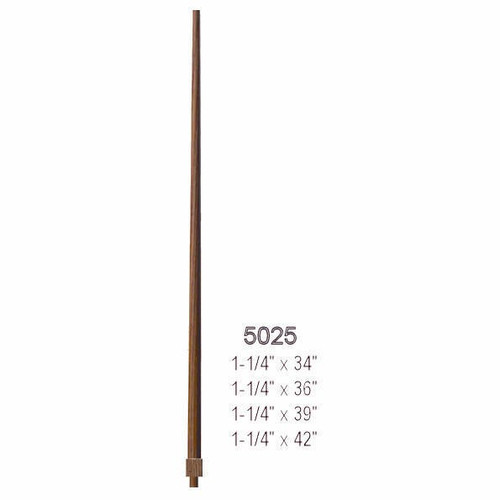 5025 36" Long Tapered Colonial Pin Top Baluster Dimensions