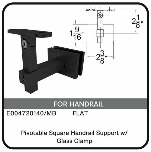 E004720140/MB Pivotable Square Handrail Support Spec Sheet