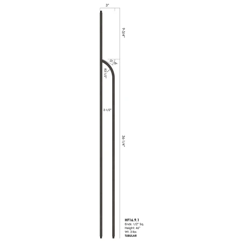 HF16.9.1 Curved Double Leg Iron Baluster