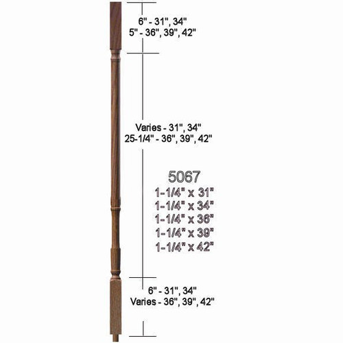 5067 39" Square Top Traditional Baluster