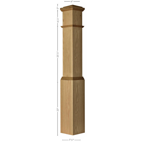 4092 Primed with Special Species Trim Box Newel Post Dimensional Information