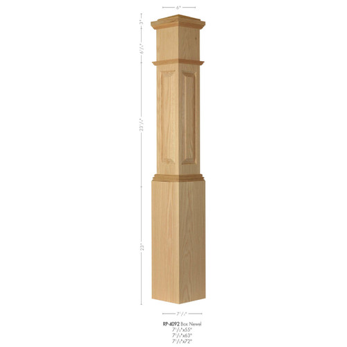 RP-4092 Primed with Special Species Trim Raised Panel Box Newel Post