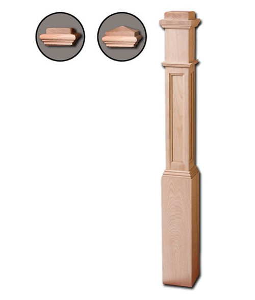 HF-4691-FP Flat Panel Red Oak Box Newel Post | Westfire Stair Parts