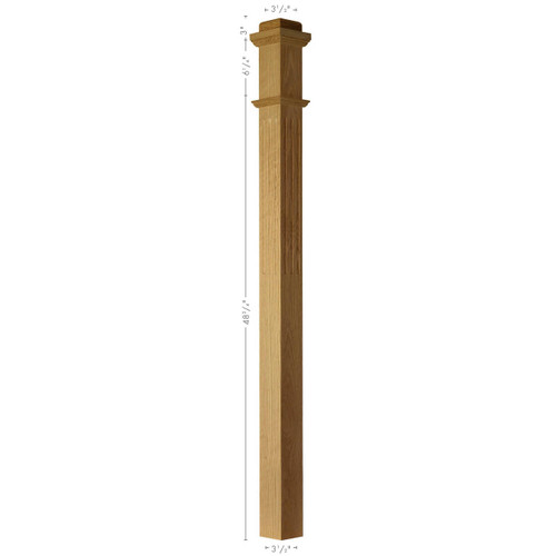 F-4075S Solid Fluted Plain Box Newel Post | Westfire Stair Parts