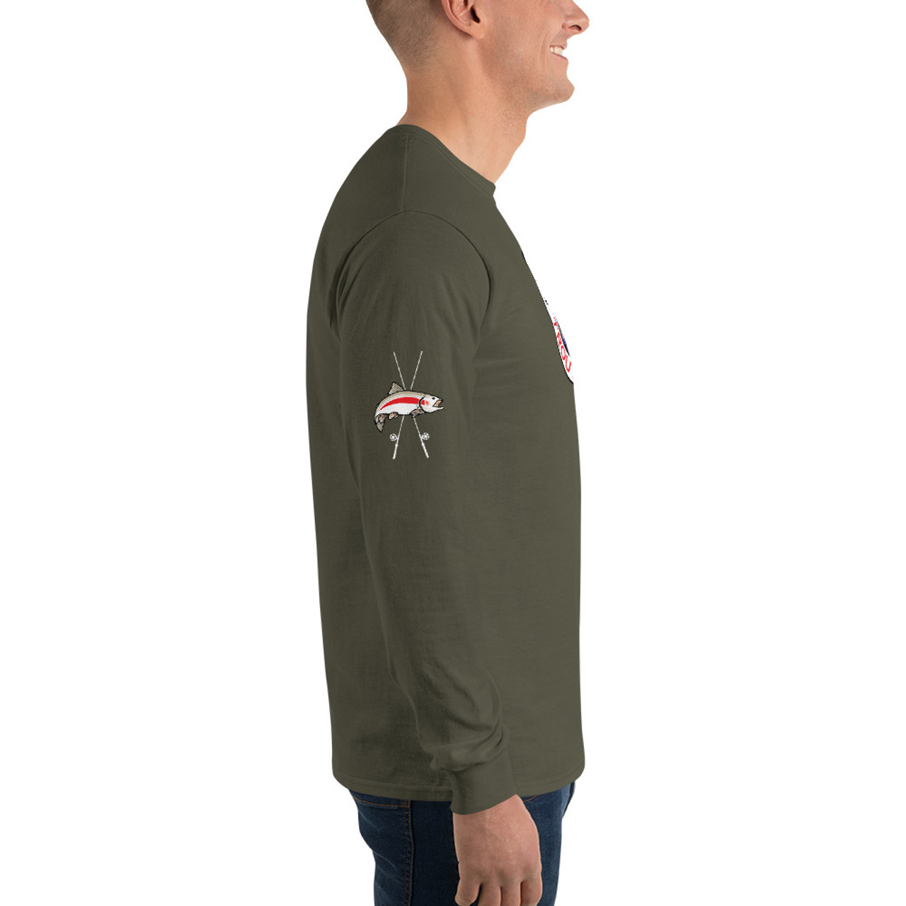Mannish Trout Fishing, Crossed Rods, Long Sleeve T-Shirt - Mannish