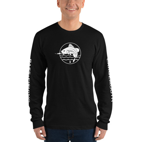 Largemouth, Bass Fishing, Center Logo, Long Sleeve T-Shirt