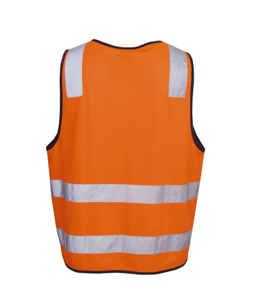 Safety Vest with H Pattern - Fluoro Orange/Navy (Back)
