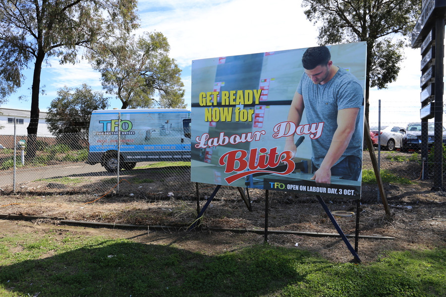 Tile Factory Outlet Corflute Signs