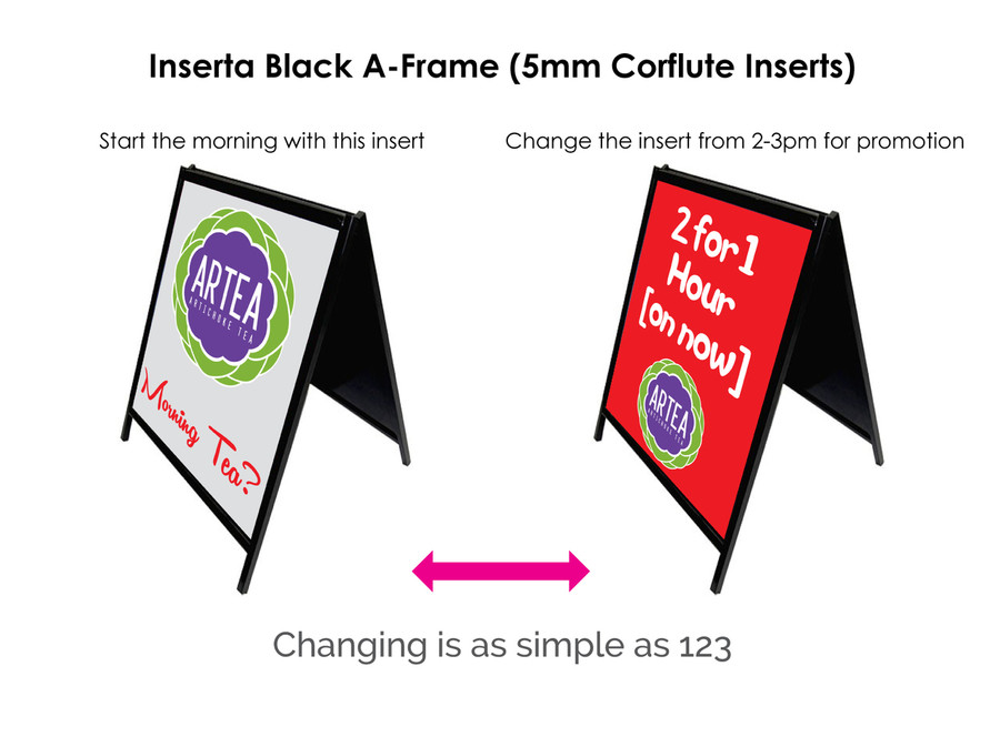 Core Flute Insert Inserta Black A-Frame (Corflute Inserts) - Trixle Group Pty Ltd