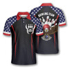 Personalized Bowling Eagle American Flag Polo Shirt - Custom Name & Team Name