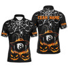 Personalized Halloween 8 Ball Pool Funny Pumpkin Billiard Polo Shirt - Custom Name & Team Name