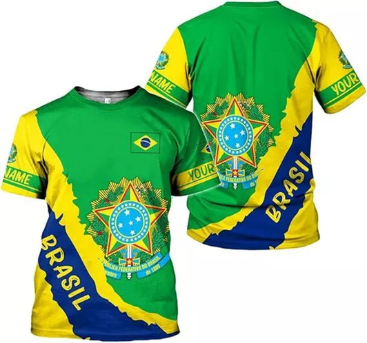 Personalized Brazil 3D T-Shirt - Custom Name