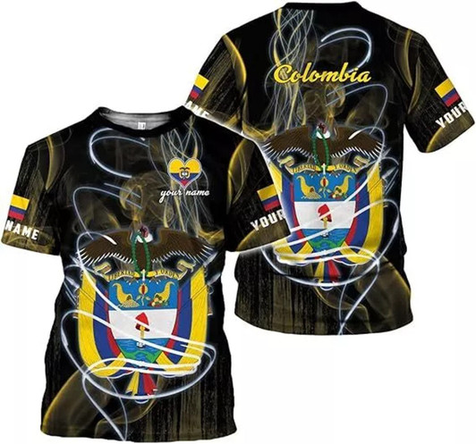 CustomizedColombia Flag 3D T-Shirt - Custom Name